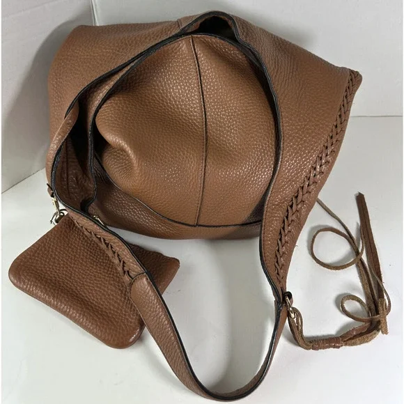 Rebecca Minkoff Leather Unlined Slouchy Hobo With Whipstitch Almond Bag Tassel - Picture 7 of 12